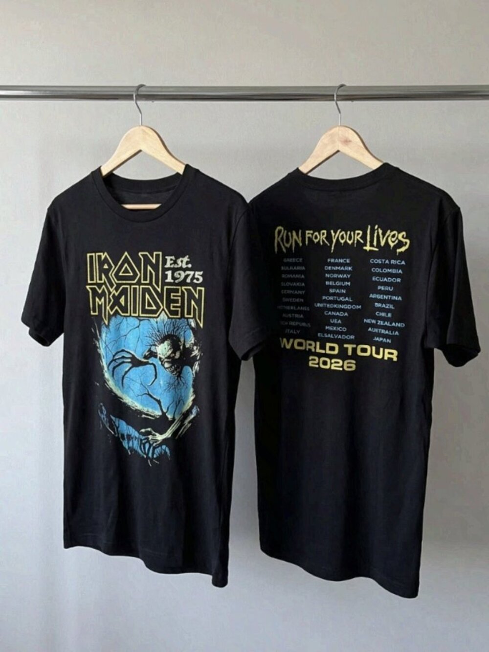 Iron Maiden Run For Your Lives World Tour 2026 T-Shirt Reprint